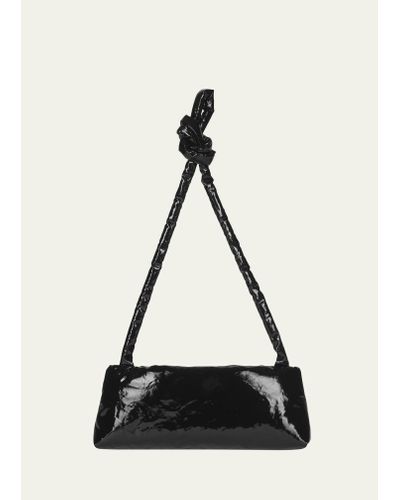 Kassl Knot Padded Oil-coated Shoulder Bag - Black
