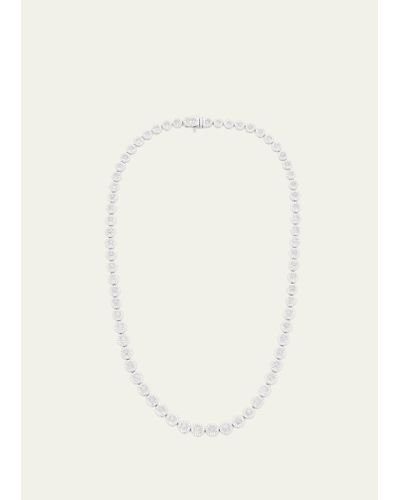 64 Facets 18k White Gold Scallop Diamond Tennis Necklace - Natural