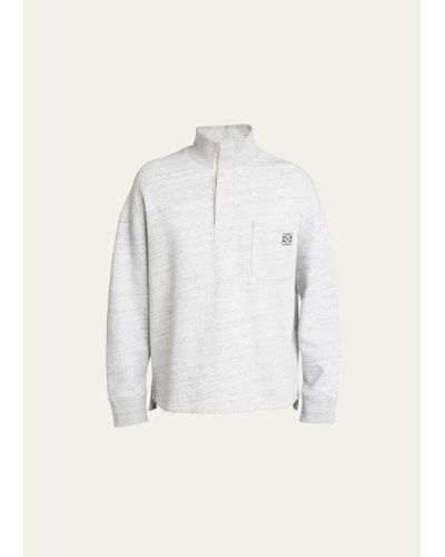 Loewe Anagram Terry Quarter-zip Sweater - White