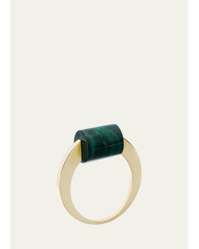 Aliita Deco Cylinder Ring With Malachite - Green