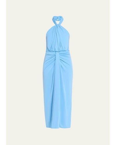 Cinq À Sept Kaily Twisted Jersey Halter Maxi Dress - Blue