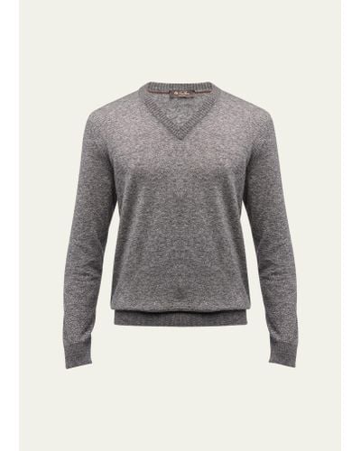 Loro Piana Cashmere-silk V-neck Sweater - Gray