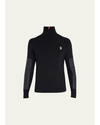 3 MONCLER GRENOBLE Turtleneck Sweater With Patches - Blue