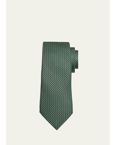Zegna Micro-geometric Silk Tie - Green