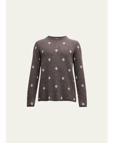 Giorgio Armani Diamond Jacquard Cashmere-blend Sweater - Multicolor