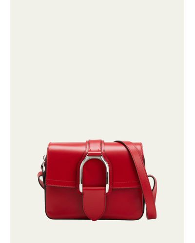 Ralph Lauren Collection Welington Flap Leather Crossbody Bag - Red