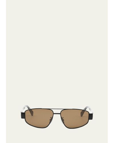 Celine Triomphe Pilot Metal Sunglasses - White