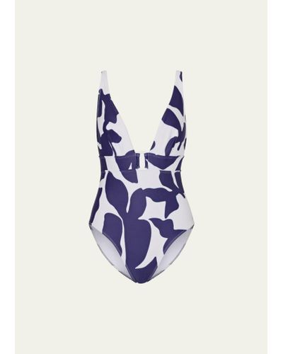 Milly Cabana Abstract Printed One-piece Swimsuit - Blue
