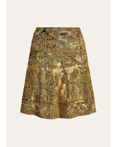 Ralph Lauren Collection Kathleen Embroidered Silk Mini Skirt - Natural