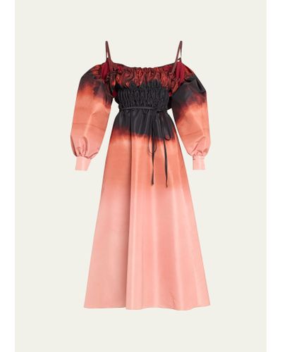Altuzarra Andrea Gathered Ombre Dress With Shrug - Pink