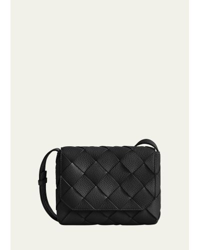 Bottega Veneta Small Intreccio Leather Crossbody Bag - Black