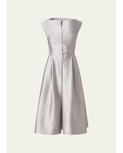 Akris Apron Midi Silk Coat Dress - White