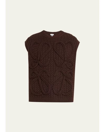 Loewe Anagram Cable Sweater Vest - Brown