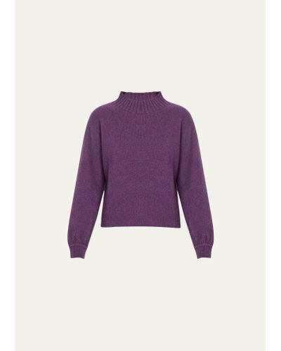 The Elder Statesman Balloon-sleeve Cashmere Sweater - Purple