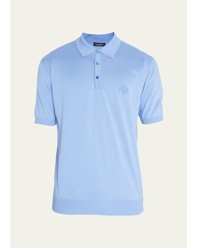 Stefano Ricci Cotton Tonal-embroidered Polo Shirt - Blue