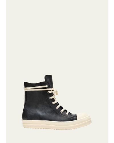 Rick Owens Leather Cap-toe High-top Sneakers - Multicolor