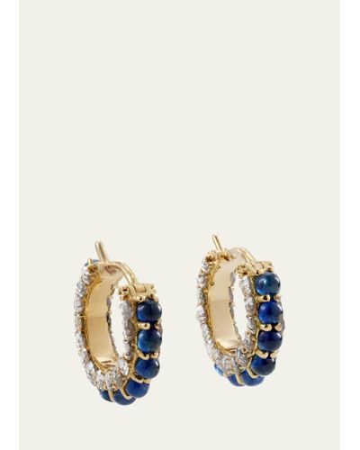 Ileana Makri 18k Yellow Gold Blue Sapphire Streamflow Hoop Earrings - Multicolor