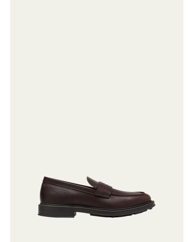 Loro Piana Travis Leather Penny Loafers - White