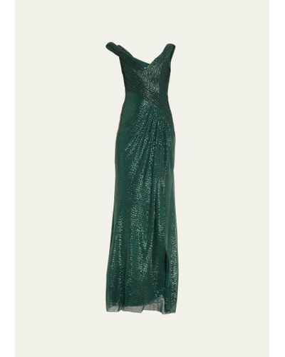 Gaurav Gupta The Astral Sculpted Sequined Gown - Green