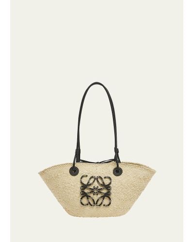 Loewe X Paula's Ibiza Anagram Small Straw Basket Tote Bag - Natural