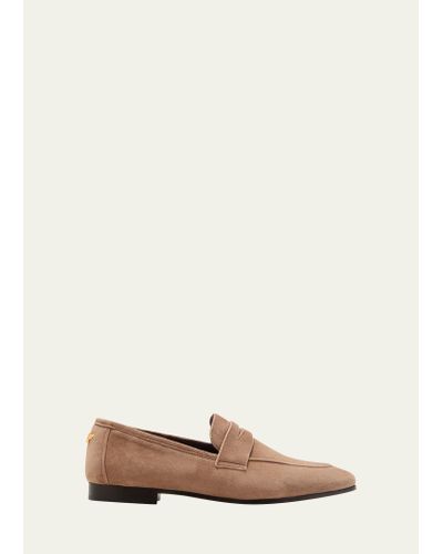 Bougeotte Flaneur Suede Penny Loafers - Natural
