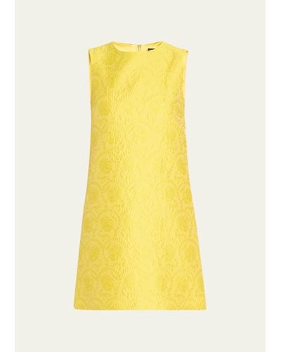Dolce & Gabbana Matelasse Fiori Jacquard Mini Dress - Yellow