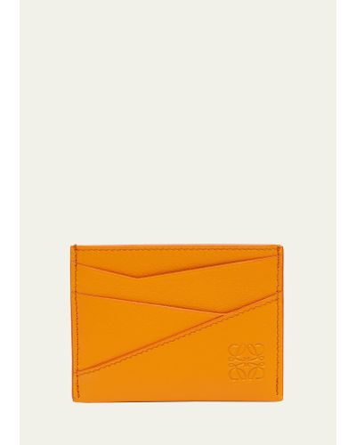 Loewe Puzzle Calfskin Card Holder - Orange
