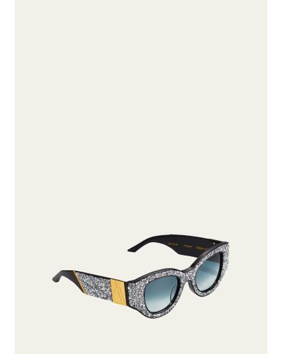Anna Karin Karlsson Lucky Goes To Vegas Crystals & Acetate Cat-eye Sunglasses - White