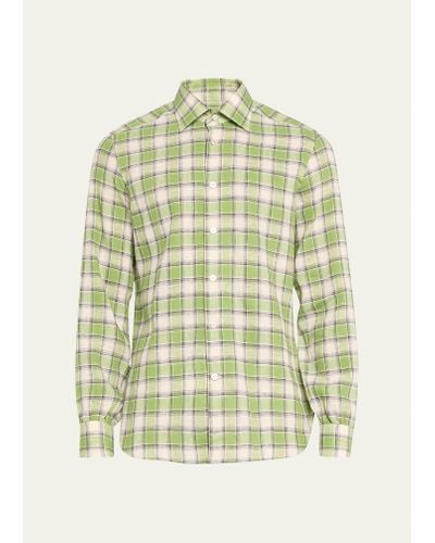 Kiton Plaid Casual Button-down Shirt - Green
