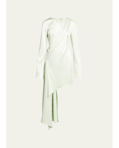 JW Anderson Asymmetric Satin Dress With Draped Panel - Natural