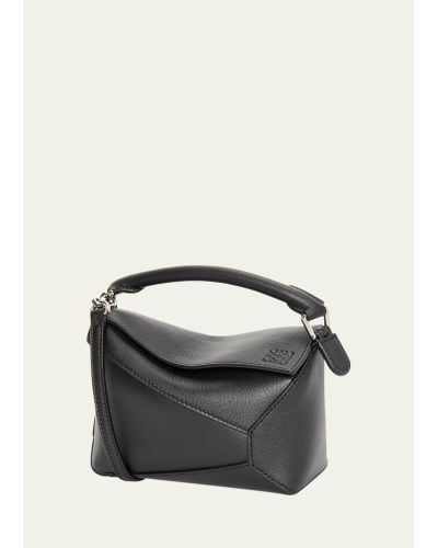 Loewe Puzzle Edge Mini Leather Shoulder Bag - Black