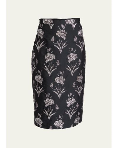Erdem Floral Jacquard Midi Skirt - Black