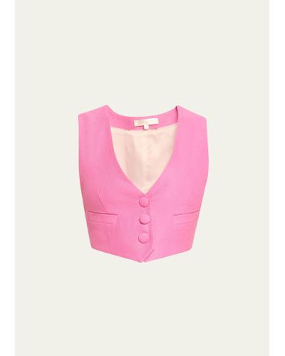 LoveShackFancy Tintley Linen-blend Vest - Pink