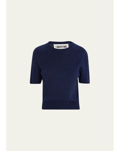 Libertine Stardust Cashmere Sweater With Rhinestone Embellishment - Blue