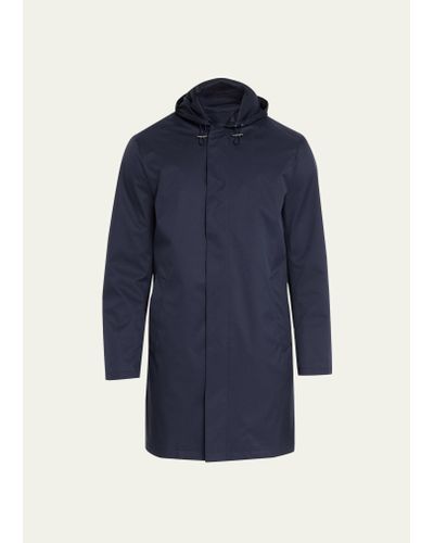 Kiton 4-layer Raincoat With Removable Hood - Blue