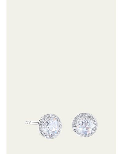 64 Facets 18k White Gold Solitaire Stud Earrings With Diamonds