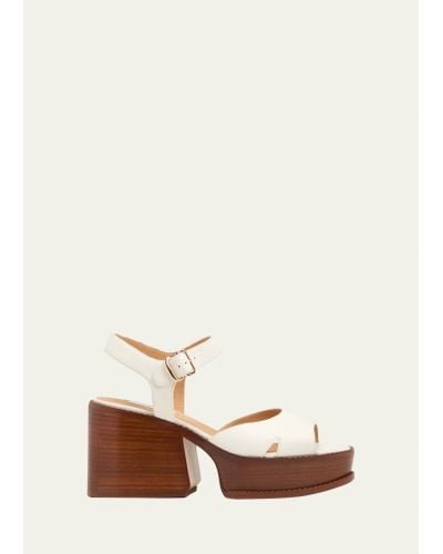 Gabriela Hearst Zuri Leather Ankle-strap Platform Sandals - Natural