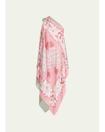 VERANDAH Hydrangea-print Multiway Scarf Blouse Dress - Pink