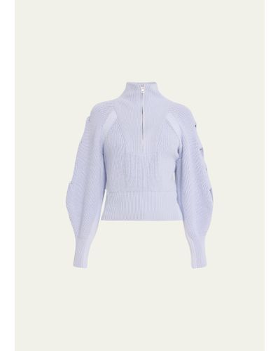 IRO Kacy Half-zip Twist-sleeve Sweater - Blue