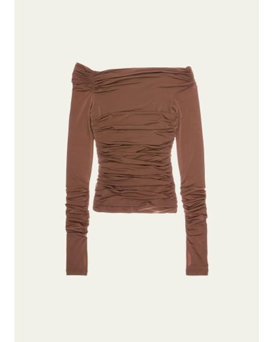Helmut Lang Ruched Long-sleeve Top - Brown