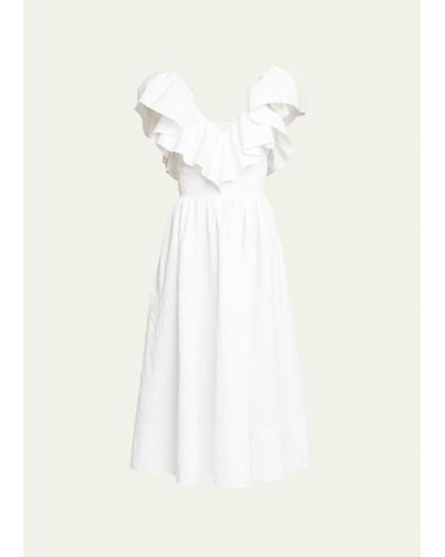 Chloé Renaissance Ruffle-trim Midi Dress - White