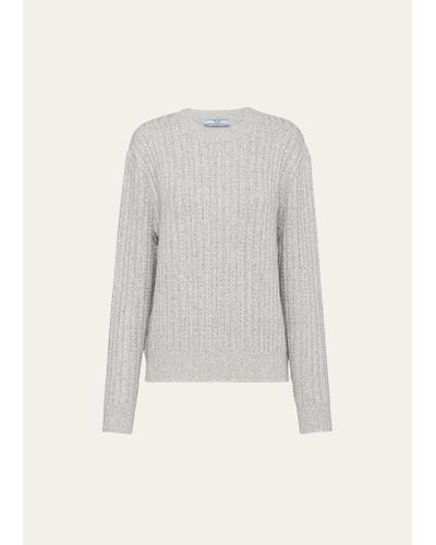 Prada Lamé Cashmere-wool Sweater - White