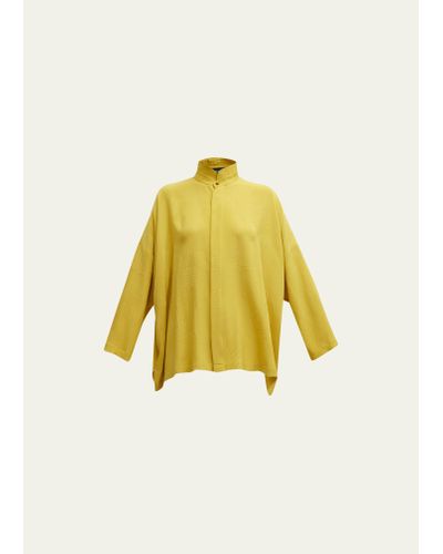 Eskandar Wide Longer-back Double Stand Collar Shirt (mid-plus) - Yellow