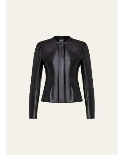 Akris Aniella Leather Short Jacket - Black