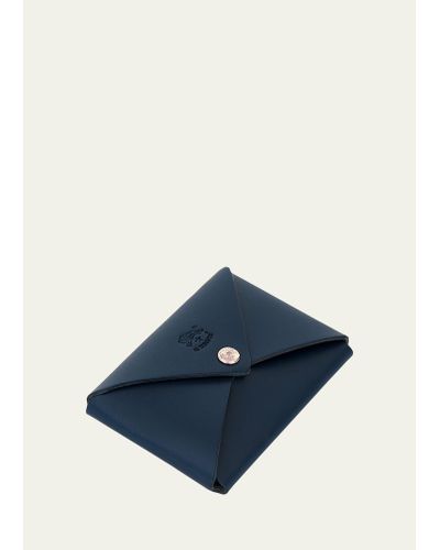 Il Bisonte Unisex Leather Business Card Holder - Blue