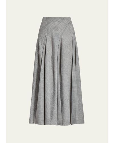 Ralph Lauren Collection Harleigh Pleated Wool Maxi Skirt - Gray
