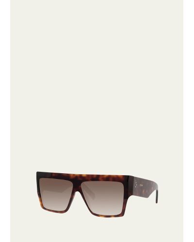 Celine Chunky Rectangle Gradient Havana Sunglasses - Natural