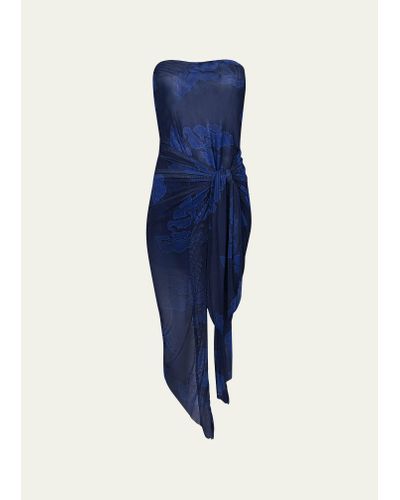 ViX Quizas Indigo Lauren Strapless Midi Dress - Blue