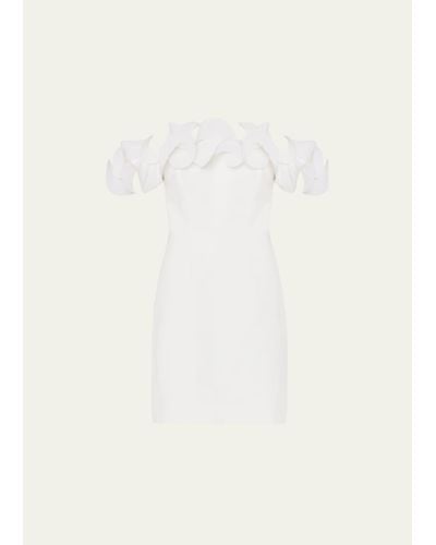 MILLY Gizelle Off-shoulder Ruffle Mini Dress - Natural