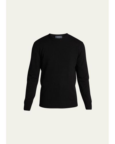 Bergdorf Goodman Solid Cashmere Crewneck Sweater - Black